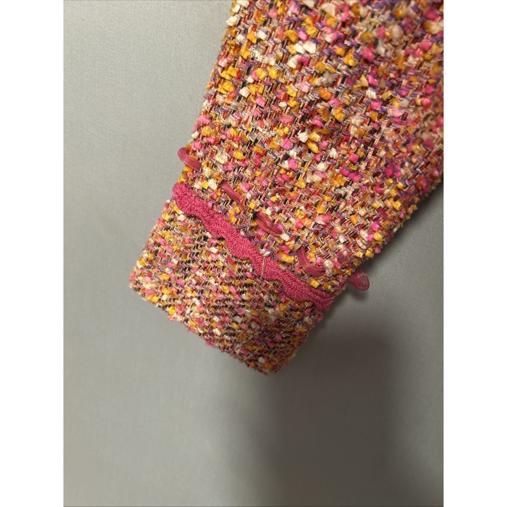 Vintage Althuser Womans 100% Silk Button Up ‎ Tweed Blazer Lined Pink Size 2 - Picture 15 of 16